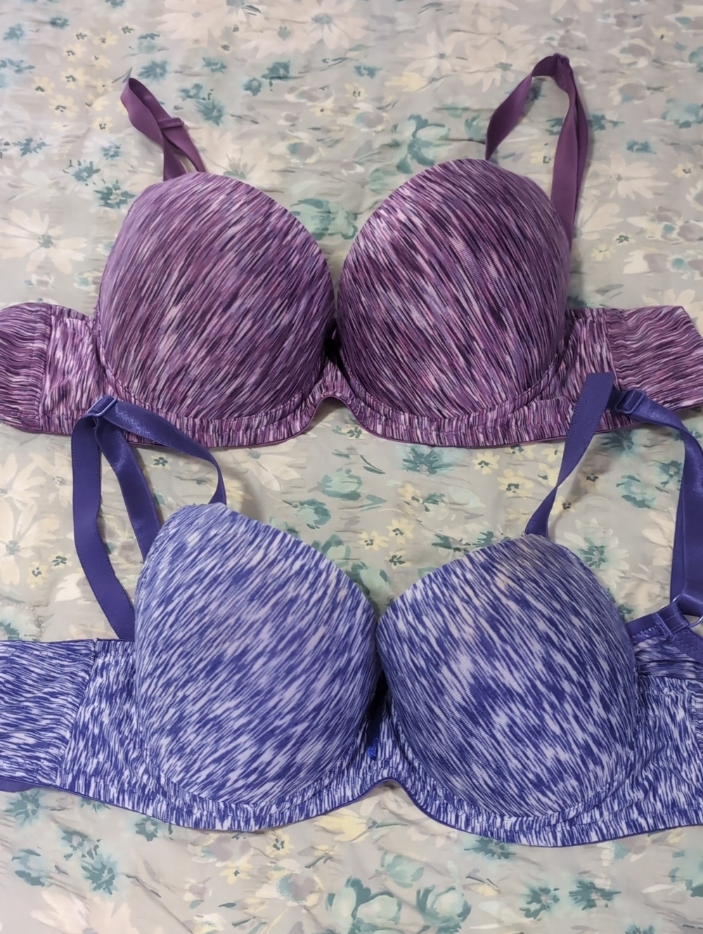 (2) Purple & Blue Marbled Bras- Women Intimates-38C